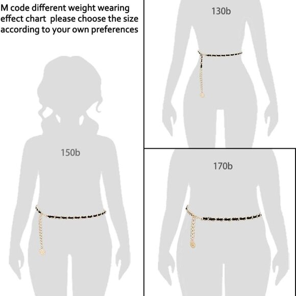 Leather Chain Belts for Women Girls, Layered Body Chain Belts Metal Waist Chain - Picture 6 of 6